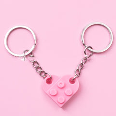 New Heart Key Chain Valentines Day Gift Blocks Can Split Key Link Couples