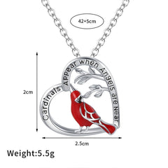 Creative Heart Shaped Cardinal Pendant Necklace, Exquisite Party Commemorative Accessory Gift Jewelry Anniversary Party Gifts, Valentine's Day Gift