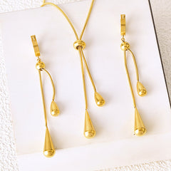 Women's Light Luxury Water Drop Tassel Necklace Earrings