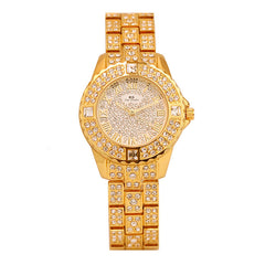 Reloj De Pulsera Para Mujer Oro Lujo De Cristal Relojes Con Diamantes Relojes